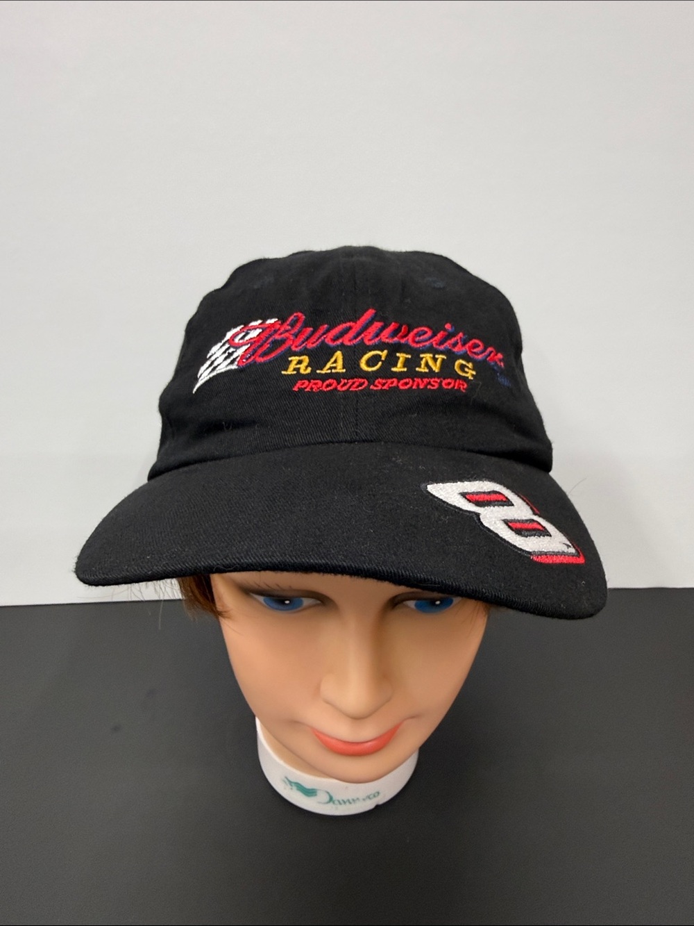 Budweiser Black Cap with Red & Yellow Racing Embroidery
